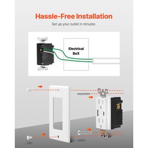 เต้ารับไฟฟ้าติดผนังแบบ USB 24 วัตต์ 15 แอมป์ ป้องกันการงัดแงะ พร้อมปลั๊กอัจฉริยะ ช่องเสียบ Type C 1 ช่อง และช่องเสียบแบบ 3 ขา 2 ช่อง แบบขันสกรู - Product Image 5