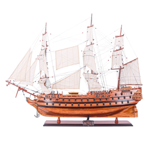 Maqueta de Barco Pintada a Mano de Estilo Antiguo, con Fondo de Cobre y Fibra de Vidrio, Decoración Náutica - Product Image 1