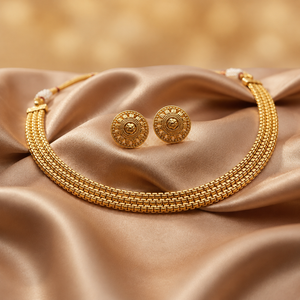 Gold Plated Alloy <b>Necklace</b> Earrings <b>Set</b> with Zircon <b>Pearl</b> Vintage Design for Women Wedding Party Bridesmaid Fashion Jewelry - Product Image 1