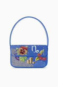 Sac à bandoulière artisanal en toile de Jouy bleue à motifs floraux et perles blanches, fabrication directe usine, modèle Blueprint - Product Image 4