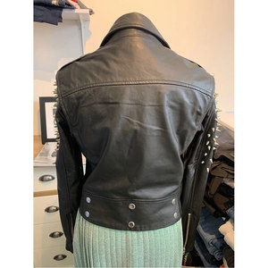 Handmade <b>Gothic</b> Streetwear Studded Leather <b>Jacket</b> Slim Fit Asymmetrical Zip Black Biker <b>Jacket</b> Heavy Metal Spiked - Product Image 3