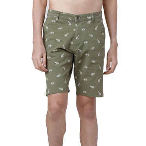 Shorts chino décontractés pour homme, couleur olive, taille élastique, coton, été, confortables, à porter au quotidien, coupe-vent et respirants - Product Image 1