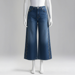 Pantalon évasé taille haute en coton 100% respirant pour femme, coupe ajustée, longueur genou, style urbain, couleur unie, pour l'été, tailles plus, doux et confortable - Product Image 1