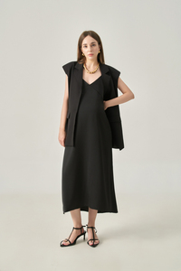 Women's Satin Midi Dress, <b>Spaghetti</b> <b>Strap</b>, Sleeveless, Loose Straight Fit, Breathable, Minimalist Casual Style - Product Image 5