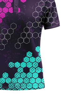 Corex Men's Short Sleeve Polo <b>Shirt</b> <b>Geometric</b> Honeycomb Print Quick Dry Polyester Casual Sport Wear - Product Image 5