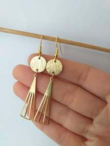 Pendientes de Latón Hechos a Mano con Acabado Mate Pulido, Estilos Antiguos/Modernos/Tradicionales, Chapados en Oro - Gran Venta - Product Image 4