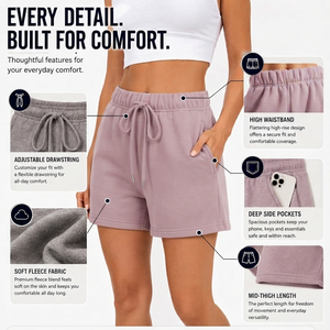 Shorts en molleton pour femmes, personnalisables, en coton et denim, grandes tailles, nouvelle collection, vente en gros pour fabricants OEM - Product Image 3