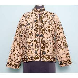 Veste d'hiver pour femme, best-seller, broderie artisanale Cotrise, coupe classique, écologique, coupe-vent, 100% coton, taille unique - Product Image 1