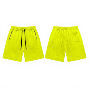Shorts tissés noirs unis pour hommes, style décontracté, 100 % coton écologique, taille élastique avec poches - Product Image 2