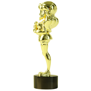Statuette de chanteuse en métal doré, sculpture artisanale, trophée de concours de chant personnalisé avec gravure, vente en gros - Product Image 3