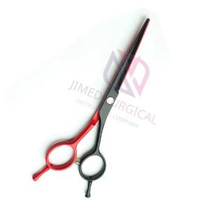 Tijeras de Barbero de Acero Inoxidable con Recubrimiento Negro y Rojo de Lujo |   Cuchilla Afilada con Doble Apoyo para los Dedos Ajustable para Profesionales de Salón - Product Image 1