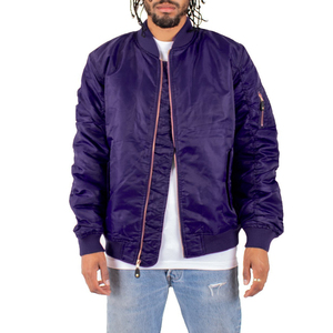 Chaqueta Bomber Morada Personalizada para Hombre, Directo de Fábrica, Transpirable e Impermeable, Estilo Hip Hop para Invierno, Precio al por Mayor, Servicio OEM - Product Image 1