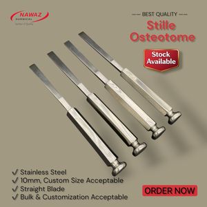 Osteotome chirurgical Stille – Ciseau à os à lame droite en acier inoxydable 10 mm |   Instruments chirurgicaux orthopédiques |   Taille personnalisée - Product Image 2