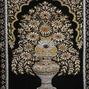 Décoration murale élégante en forme de vase floral, brodée à la main, décoration murale décorative de luxe pour la maison, l'hôtel, le bureau, décoration intérieure noire - Product Image 2