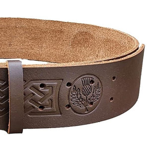 Cinturón de Cuero Marrón Thistle con Grabado, Cinturón de Kilt de Cuero de Primera Calidad, Cinturones de Alta Calidad para Usar con Kilt Escocés - Product Image 2