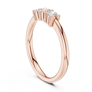 Runder Moissanit-Diamant Drei-Stein-Verlobungsring - 14K Roségold Plattiertes Sterling Silber Vergangenheit Gegenwart Zukunft Ring - Product Image 4
