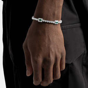 925 Sterling Silver Emerald Cut Green Moissanite Tennis <b>Bracelet</b> VVS D Color Emerald <b>Stone</b> <b>Bracelet</b> Luxury Jewelry for Men Women - Product Image 1