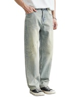 Jean à carreaux pour homme de haute qualité, nouvelle tendance 2025, coupe ample, taille mi-haute, effet usé, 100 % coton, écologique, respirant, personnalisable