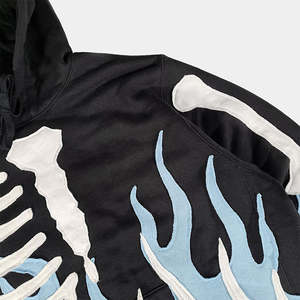 Sudadera con Capucha Extra Grande Personalizada Nesta Sports, 100% Algodón, con Parches Bordados de Calaveras en Llama, Gruesa, de Invierno, Estilo Vintage - Product Image 5