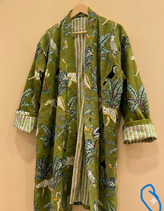 Green Velvet Jungle Print Bomber Jacket Handmade <b>Animal</b> <b>Pattern</b> Women Boho Beach Cover Cotton <b>Knitted</b> Eco-Friendly Wholesale OEM - Product Image 1