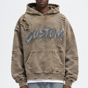 Sudadera con Capucha Bordada Personalizada para Hombre, Estilo Urbano Oversize, Algodón French Terry, Diseño con Bolsillos, Prenda de Otoño - Product Image 4