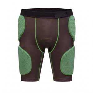 Manufacturer Adult American Football Green Padded <b>Compression</b> Shorts 100% Polyester and thigh protection high density foam - Product Image 1