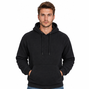 Sweat à capuche en maille gaufrée pour homme, pull décontracté à manches longues, thermique, pour sports d'hiver et streetwear, vêtements personnalisés en gros - Product Image 1