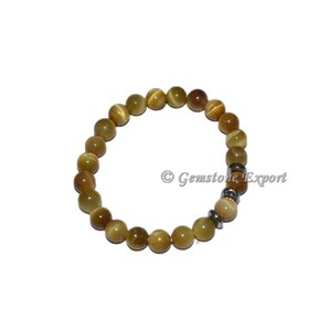 สร้อยข้อมือคริสตัลแฟชั่นทรงกลม ประดับด้วยหินไทเกอร์อาย สีเหลืองเลมอน ขายส่งเครื่องประดับ - Product Image 3