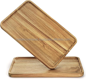 Plateau de service rectangulaire en bois, classique, facile à nettoyer, finition polie, plateau de service polyvalent pour la cuisine, la salle à manger, la table basse - Product Image 6