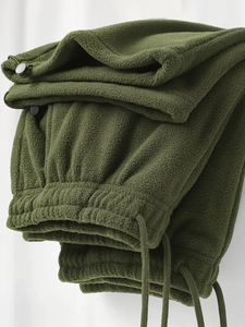Men's <b>Olive</b> <b>Green</b> Fleece Sweatpants Drawstring Elastic Waist Casual Knitted Winter Pants Street Style <b>Trousers</b> Drawstring - Product Image 2