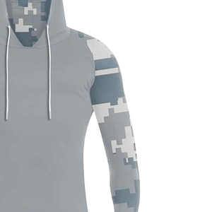 Sweat à capuche de pêche camouflage gris pour homme, manches longues, séchage rapide, vêtement de pêche, pull-over, haut d'extérieur, UPF 50, chemise en polyester - Product Image 3