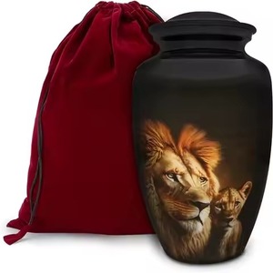 Cremation <b>Urn</b> Ashes Adult Male-<b>Large</b> Handcrafted Metal Funeral <b>Urn</b> with Secure Lid Velvet Bag & Presentation Box - Product Image 6