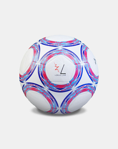 BLIZ SPORTS WEAR Ballon de football taille 5 blanc avec motif bleu et rose, ballon d'entraînement durable, directement de l'usine - Product Image 6