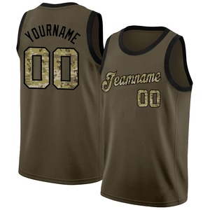 Camiseta de Baloncesto Personalizada con Camuflaje Oliva y Negro, Cosida, Premium, Sublimada, con Cuello de Malla, Sin Mangas, Uniforme Deportivo Universitario Auténtico - Product Image 1