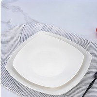 Assiette carrée élégante en porcelaine blanche pure, motif Joyeux et Porte-Bonheur, plusieurs tailles, brillante, réutilisable
