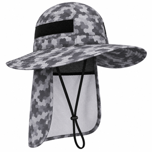 Custom Fishing <b>Hat</b> <b>Sun</b> Protection Boonie <b>Hat</b> Wide Brim Bucket <b>Hat</b> <b>Neck</b> <b>Flap</b> Camo Pattern Custom Outdoor Safari Fishing Cap - Product Image 3