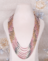 Collier de perles facettées en tourmaline naturelle et perles de culture