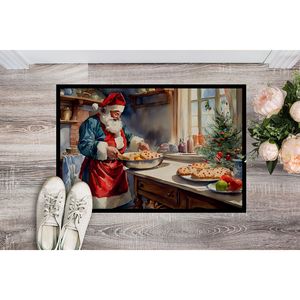 Père Noël Babbo Natale Cookies Paillasson 24H X 36W Antidérapant Intérieur Extérieur Low Pile Tapis Lavables pour Entrée Porte d'Entrée - Product Image 2