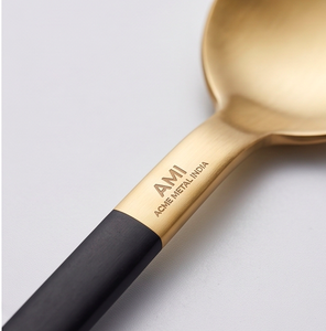 Noir <b>Gold</b> Dualtone Flatware Set Stainless Steel With Matte <b>Gold</b> PVD Head <b>And</b> <b>Black</b> Handles Dishwasher Safe For Dining <b>And</b> Hotel - Product Image 2