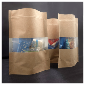 Kraft Paper Stand up Ziplock Food Packaging <b>Bags</b> with Windows - Product Image 5