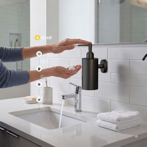 Distributeur de savon liquide mural en acier inoxydable noir mat, rechargeable, pour salle de bain, hôtel, cuisine - Product Image 4