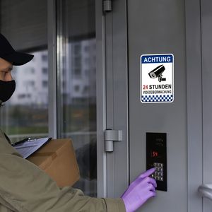 CIFbuy Segnale di Sicurezza Tedesco in Alluminio ad Alta Visibilità per Videosorveglianza Interna ed Esterna TikTok per Servizio di Ritiro Temu - Product Image 3