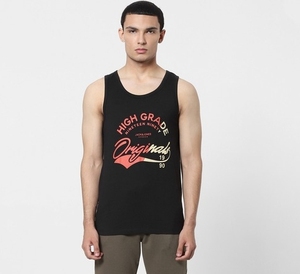Camiseta sin mangas de algodón negra para hombre, diseño original de alta calidad, cuello redondo, informal, transpirable, con logotipo frontal - Product Image 1