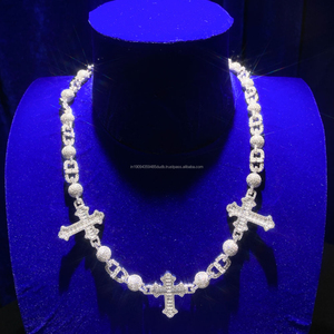 Collier de luxe en argent sterling 925 avec diamant Moissanite, style chaîne cubaine, accent croix, bijoux de mode Hip Hop pour hommes et femmes - Product Image 1