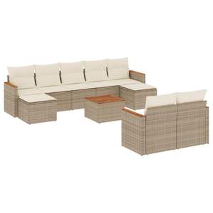 Conjunto de Sofás Modulares Grandes de Ratán Sintético PE Beige para Jardín, Muebles de Patio con Estilo y Comodidad - Product Image 2