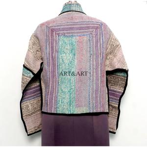 เสื้อแจ็คเก็ตผ้าฝ้ายถักสำหรับผู้หญิง สไตล์โบโฮ ลายพิมพ์บล็อก ลายดอกไม้ ปักลาย ติดกระดุม เป็นมิตรกับสิ่งแวดล้อม ใส่ได้สองด้าน แห้งเร็ว - Product Image 4