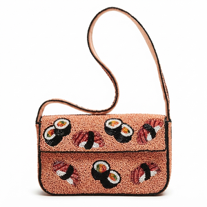 Handmade Pasta Tin Beaded <b>Shoulder</b> <b>Bag</b> <b>Women</b> Cannelloni Flap Evening Clutch Italian Food Novelty Purse Handbag - Product Image 4