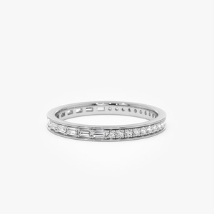 Elegante Anillo de Eternidad con Diamantes Cultivados en Laboratorio, Mitad Baguette y Mitad Redondos, de 0.45 Quilates, en Oro de 14K, Anillo de Boda Perfecto para un Amor Eterno - Product Image 5