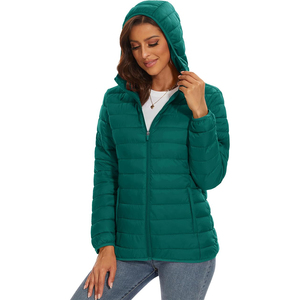 OEM Custom Logo <b>Women</b> Canvas Woven <b>Lightweight</b> Quilted Padded Hooded Collar Breathable Windproof Customized <b>Jackets</b> - Product Image 5