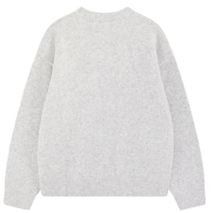 Pull en maille gris chiné en coton doux de qualité supérieure, décontracté et confortable, à manches longues, coupe décontractée pour le quotidien - Product Image 2